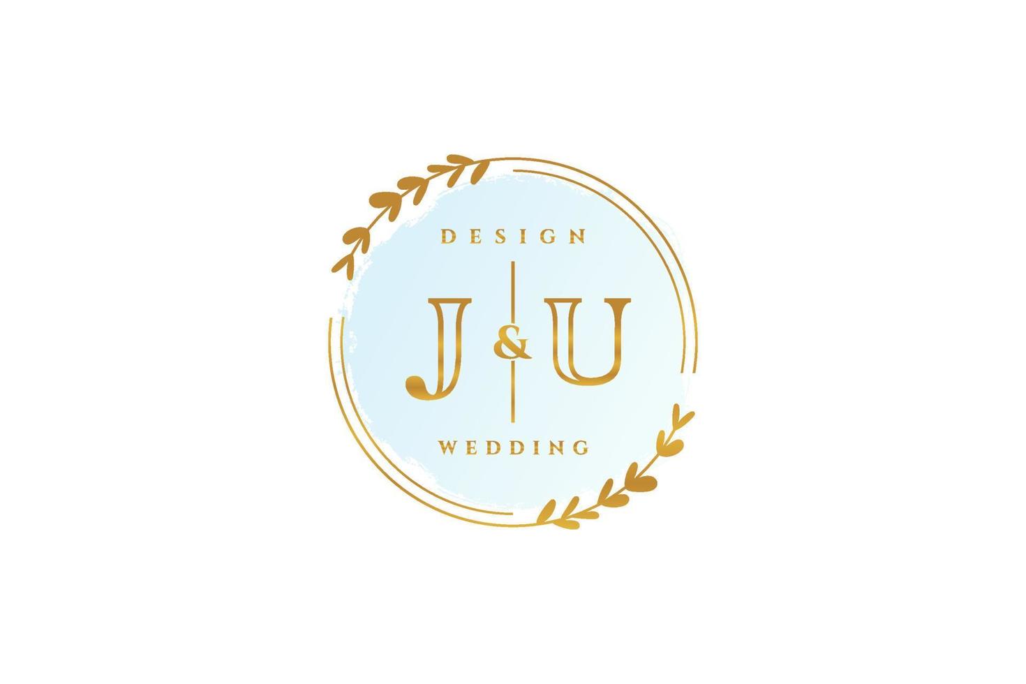 monograma de beleza inicial ju e logotipo de caligrafia de design de logotipo elegante de assinatura inicial, casamento, moda, floral e botânico com modelo criativo. vetor