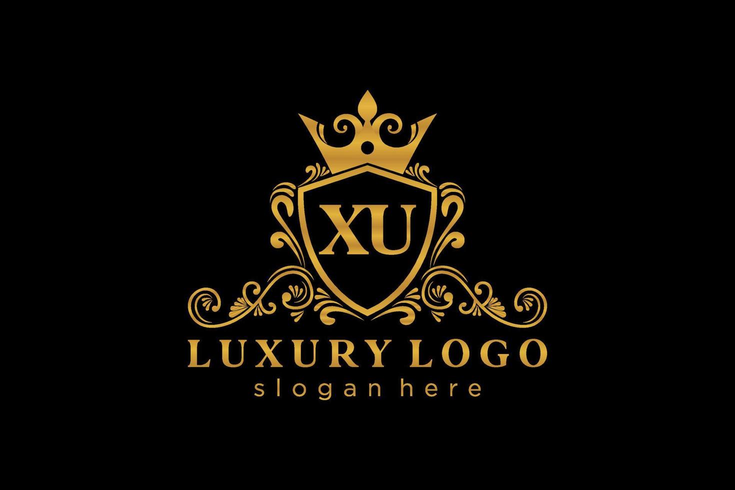 modelo de logotipo de luxo real da letra xu inicial em arte vetorial para restaurante, realeza, boutique, café, hotel, heráldica, joias, moda e outras ilustrações vetoriais. vetor