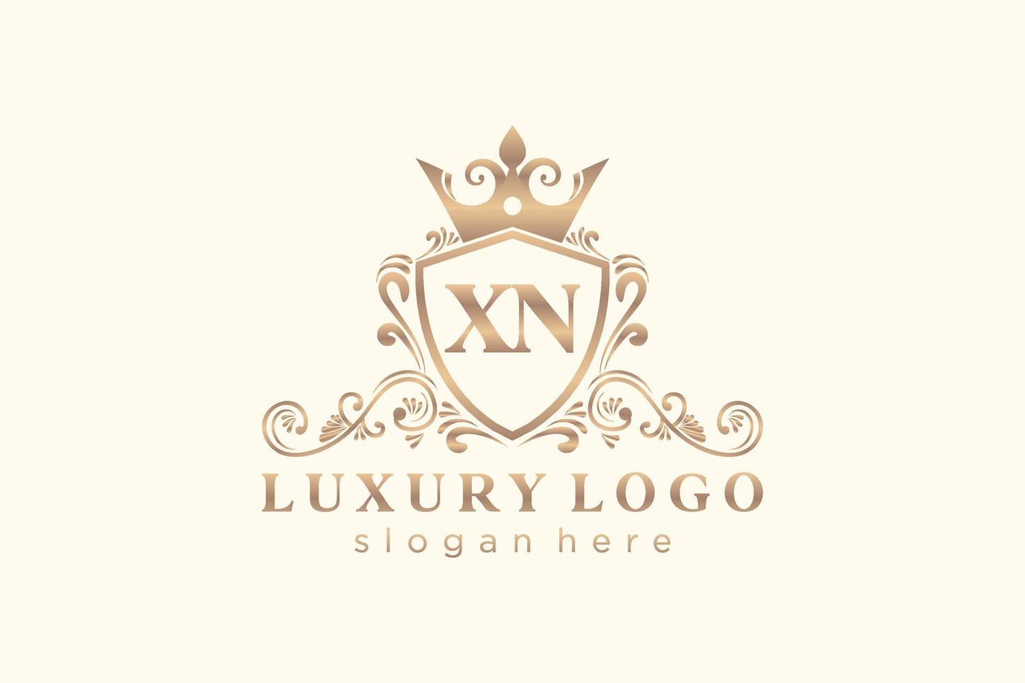 modelo de logotipo de luxo real de letra xn inicial em arte vetorial para restaurante, realeza, boutique, café, hotel, heráldica, joias, moda e outras ilustrações vetoriais. vetor