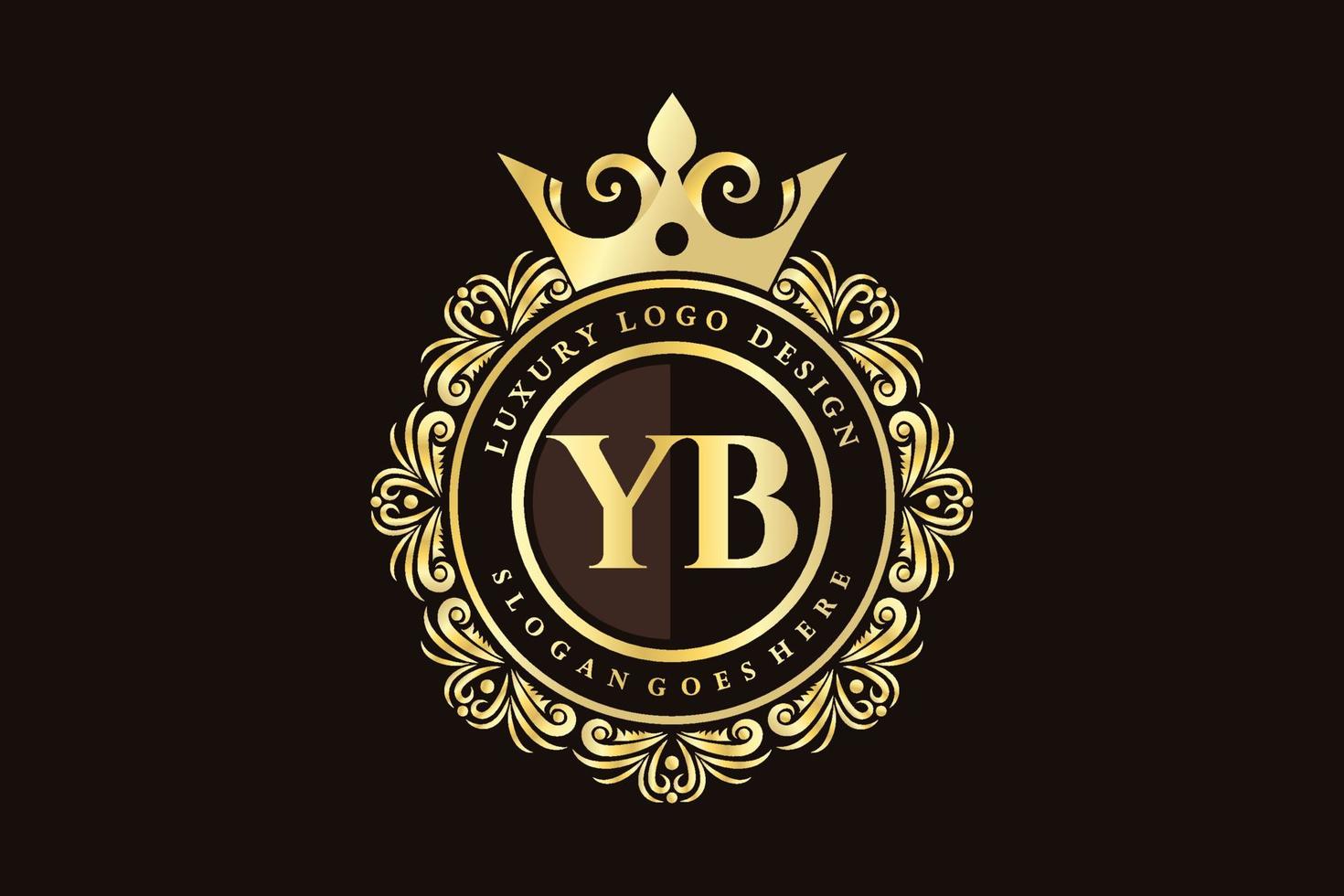 yb letra inicial ouro caligráfico feminino floral mão desenhada monograma heráldico antigo estilo vintage luxo design de logotipo vetor premium