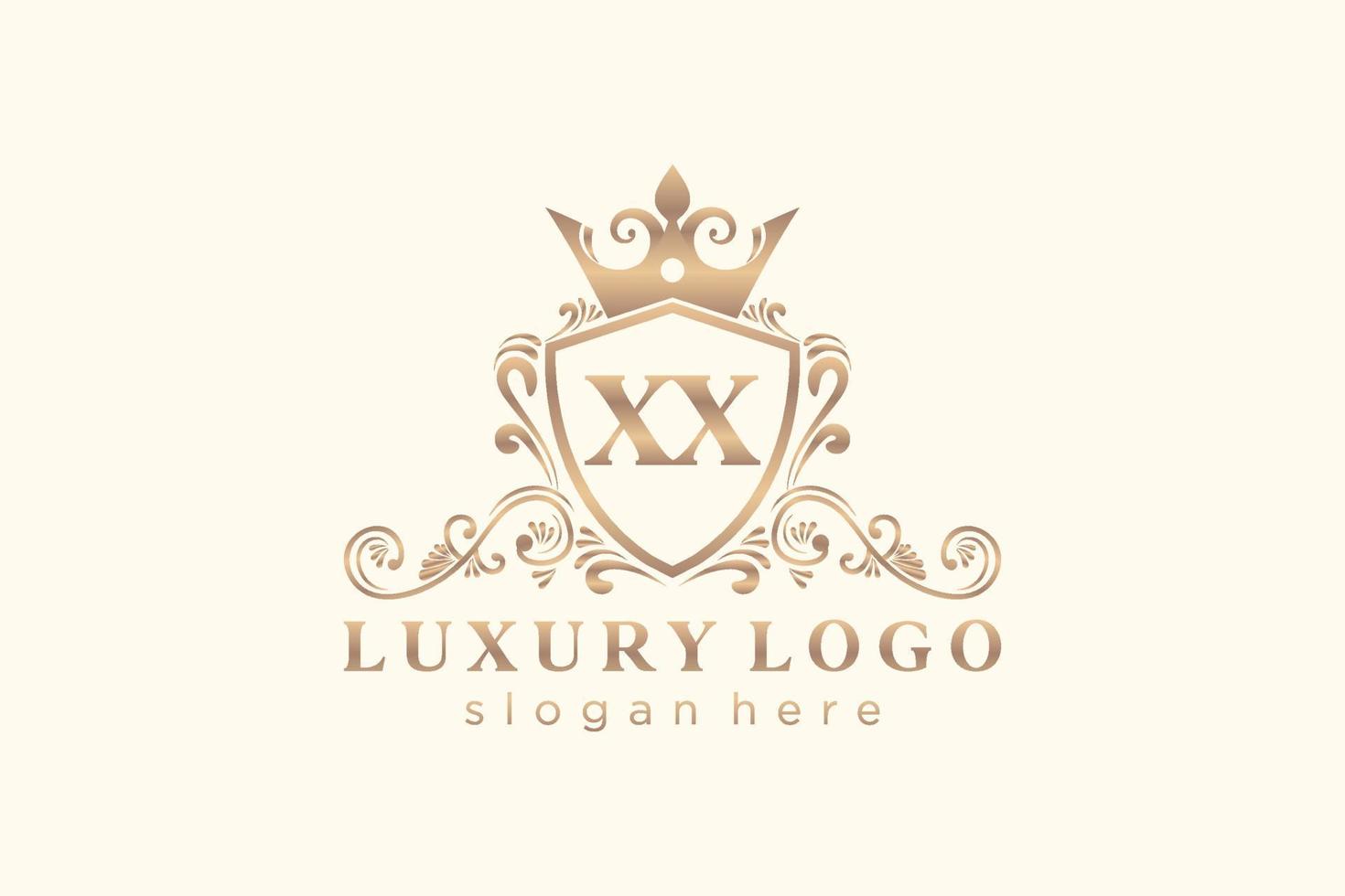 modelo de logotipo de luxo real de letra xx inicial em arte vetorial para restaurante, realeza, boutique, café, hotel, heráldica, joias, moda e outras ilustrações vetoriais. vetor