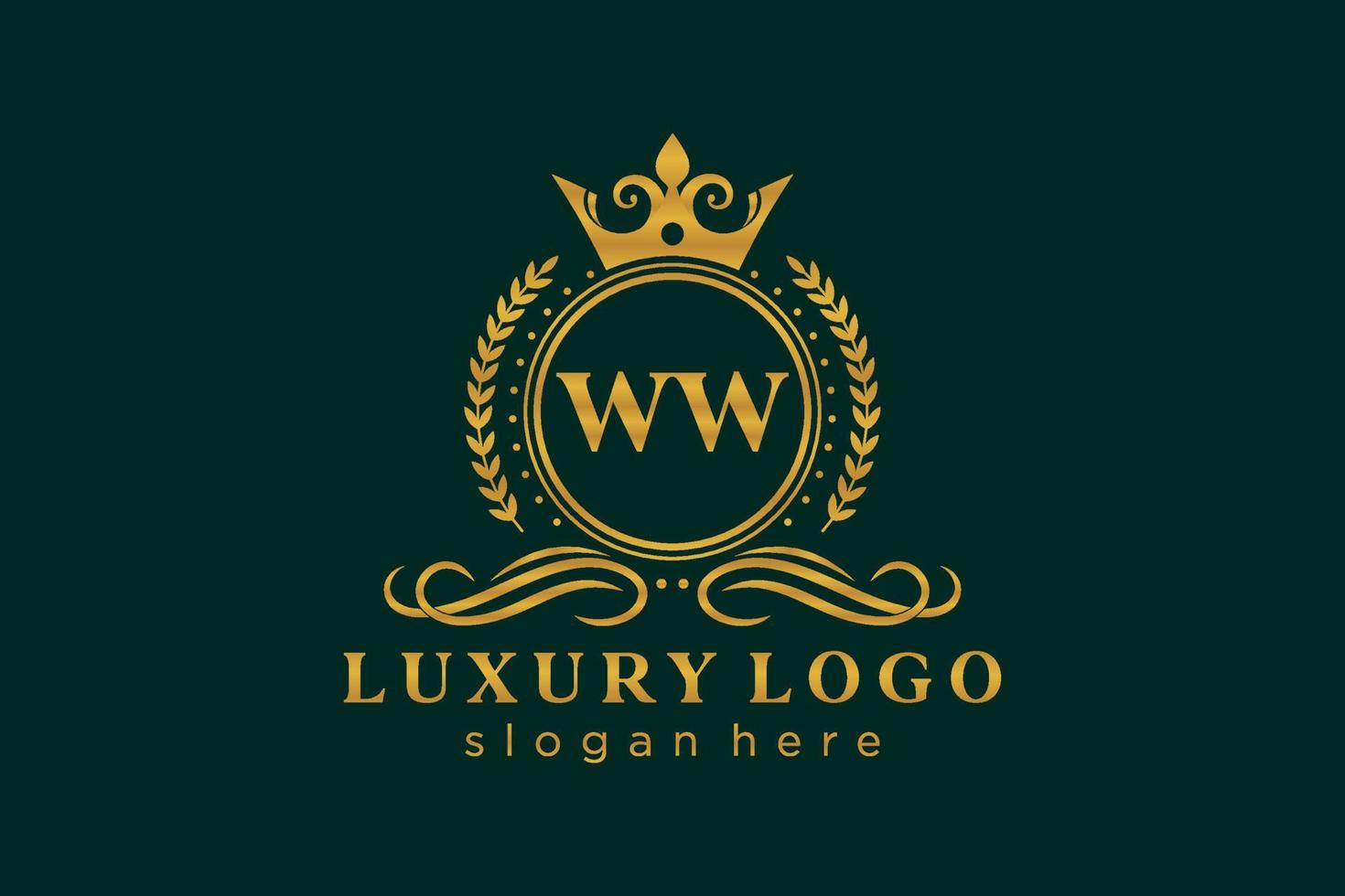 modelo de logotipo de luxo real inicial da carta ww em arte vetorial para restaurante, realeza, boutique, café, hotel, heráldica, joias, moda e outras ilustrações vetoriais. vetor