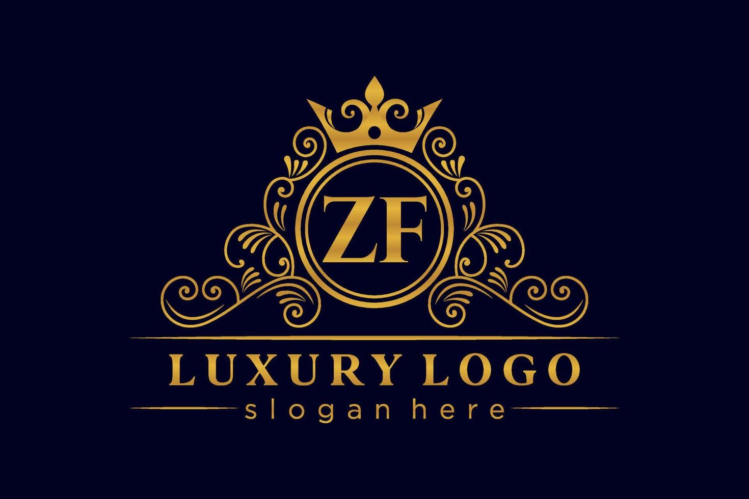 zf letra inicial ouro caligráfico feminino floral mão desenhada monograma heráldico antigo estilo vintage luxo design de logotipo vetor premium