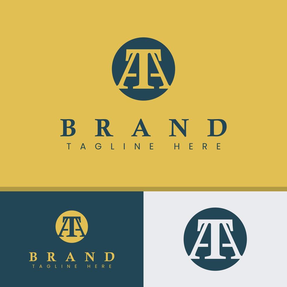 letra no logotipo do círculo do monograma, adequado para qualquer negócio com iniciais at ou ta. vetor