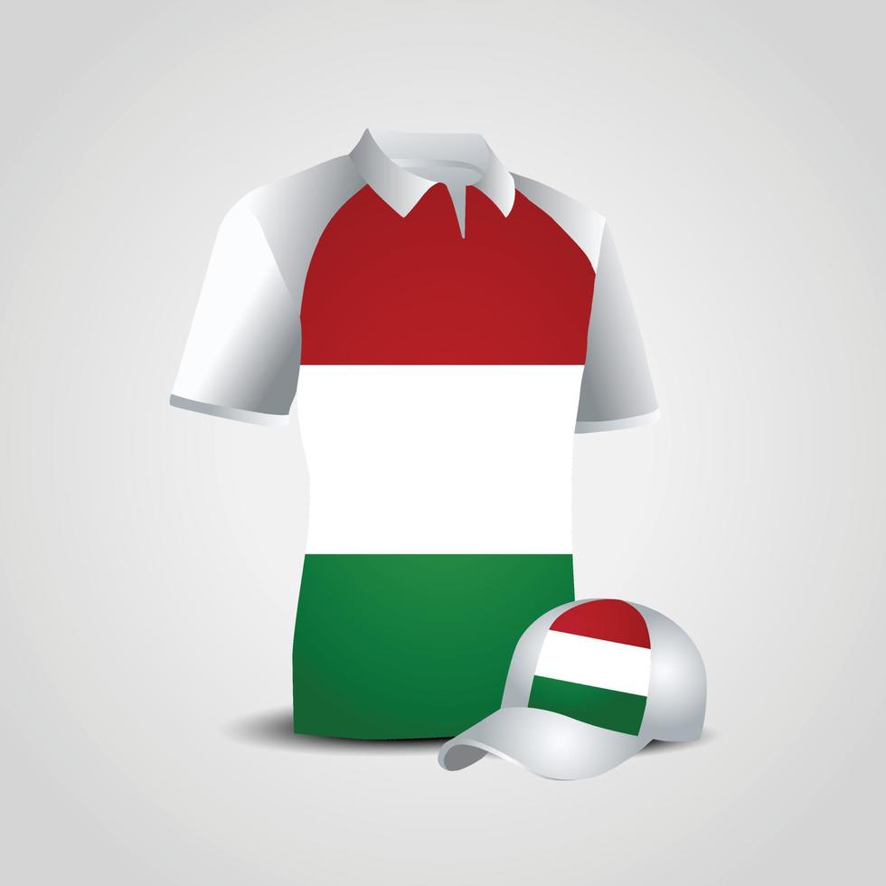 design vetorial de t-shirt e boné de esportes da Hungria vetor