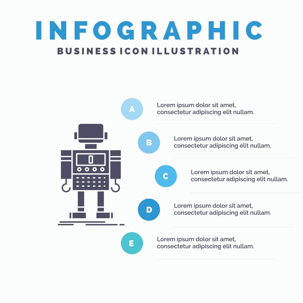 Autônomo. máquina. robô. robótico. modelo de infográficos de tecnologia para site e apresentação. ícone de glifo cinza com ilustração em vetor estilo infográfico azul.