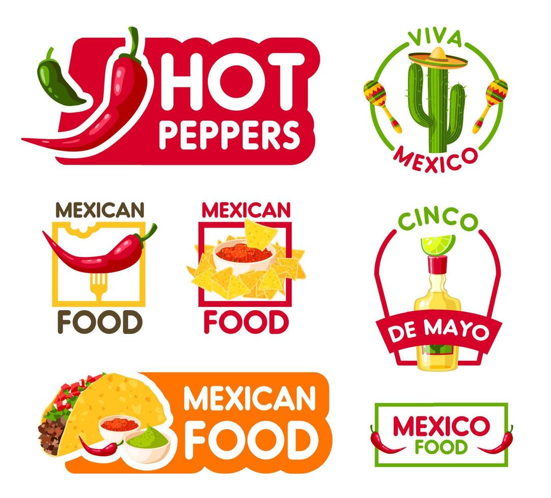 ícone de comida e bebida de feriado mexicano de cinco de maio vetor
