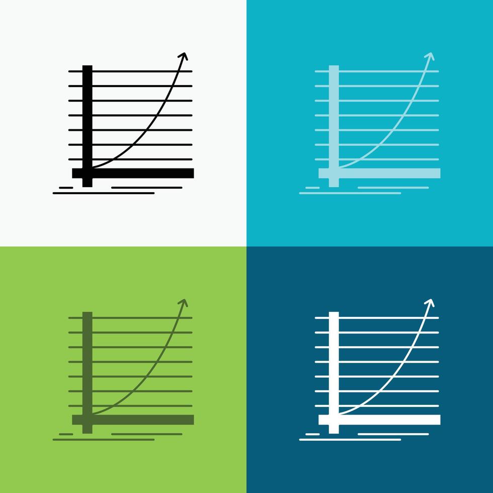 flecha. gráfico. curva. experiência. ícone de gol sobre vários planos de fundo. design de estilo glifo. projetado para web e aplicativo. ilustração vetorial eps 10 vetor