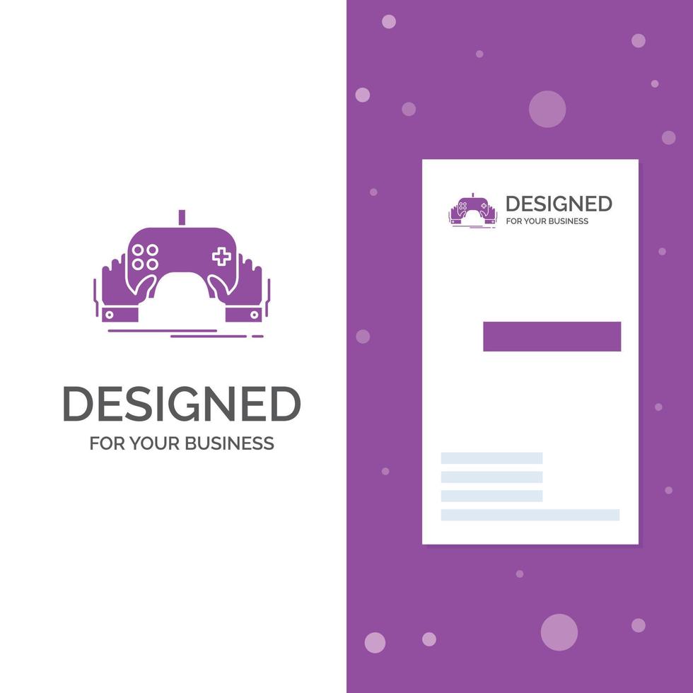 logotipo de negócios para o jogo. jogos. Móvel. entretenimento. aplicativo. modelo de cartão de .visiting de negócios roxo vertical. ilustração vetorial de fundo criativo vetor