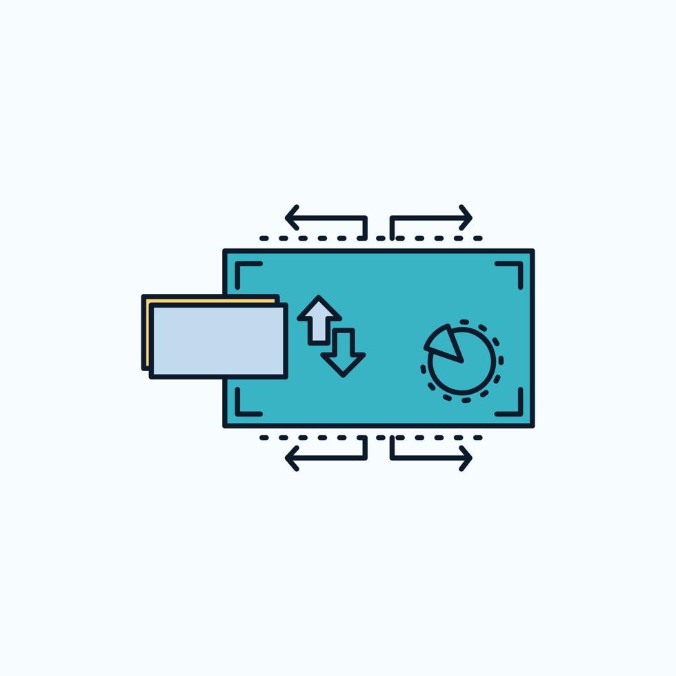 finança. fluxo. marketing. dinheiro. ícone plano de pagamentos. sinal verde e amarelo e símbolos para site e aplicativo móvel. ilustração vetorial vetor