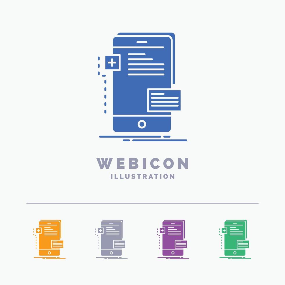 a parte dianteira. interface. Móvel. telefone. modelo de ícone de web de glifo de 5 cores de desenvolvedor isolado no branco. ilustração vetorial vetor