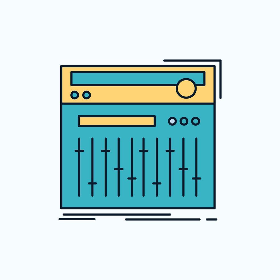 ao controle. controlador. midi. estúdio. ícone plano de som. sinal verde e amarelo e símbolos para site e aplicativo móvel. ilustração vetorial vetor