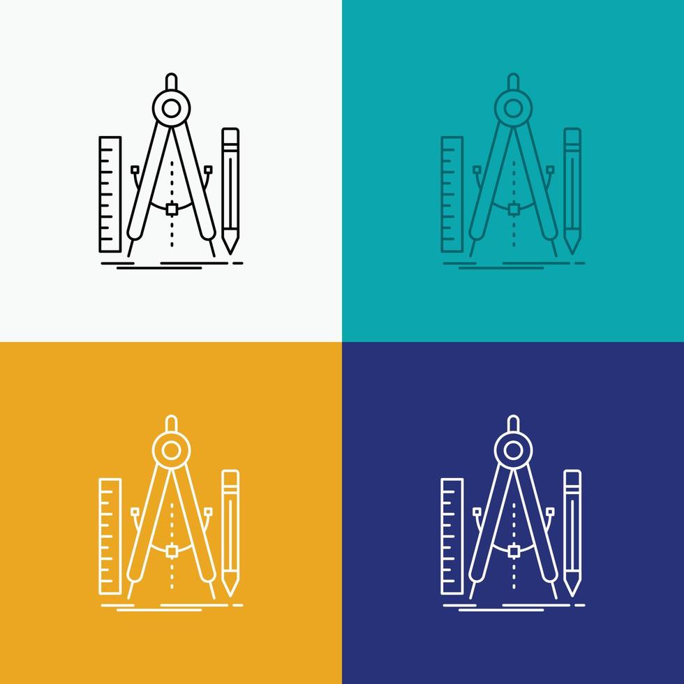 construir. Projeto. geometria. matemática. ícone de ferramenta sobre vários planos de fundo. design de estilo de linha. projetado para web e aplicativo. ilustração vetorial eps 10 vetor