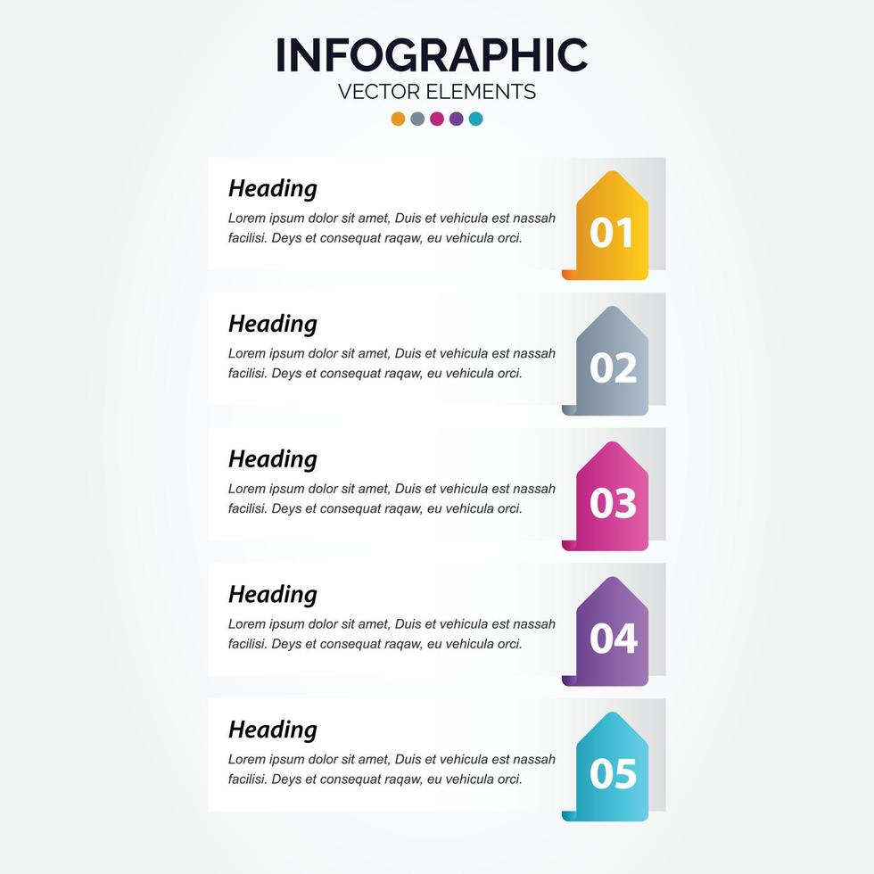 modelo de infográfico vertical de negócios de apresentação com 5 opções vetor