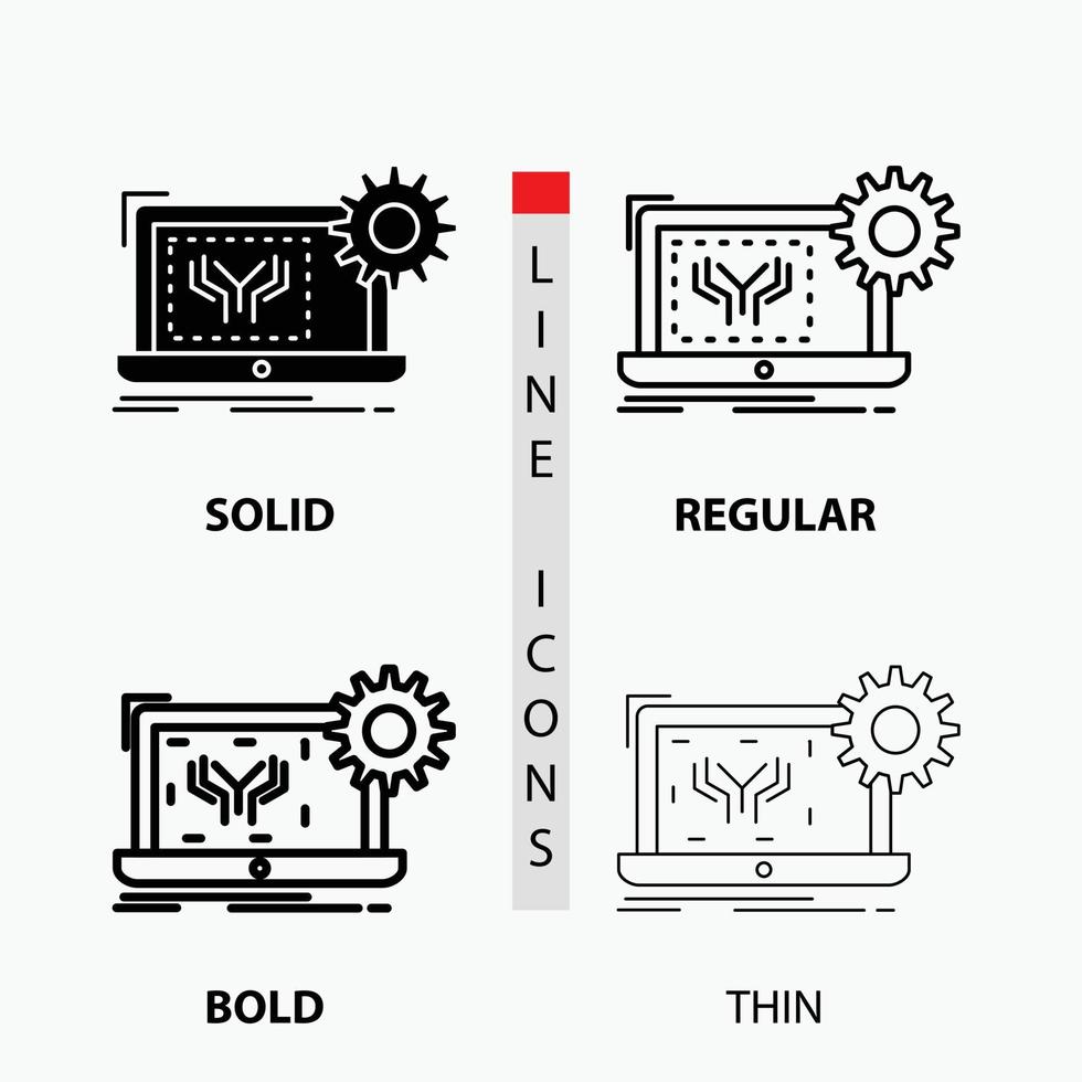 planta. o circuito. eletrônicos. Engenharia. ícone de hardware em fino. regular. linha em negrito e estilo de glifo. ilustração vetorial vetor