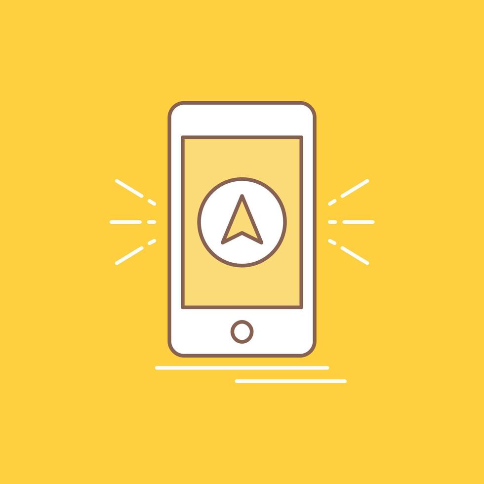 navegação. aplicativo. acampamento. GPS. ícone cheio de linha plana de localização. botão de logotipo bonito sobre fundo amarelo para ui e ux. site ou aplicativo móvel vetor