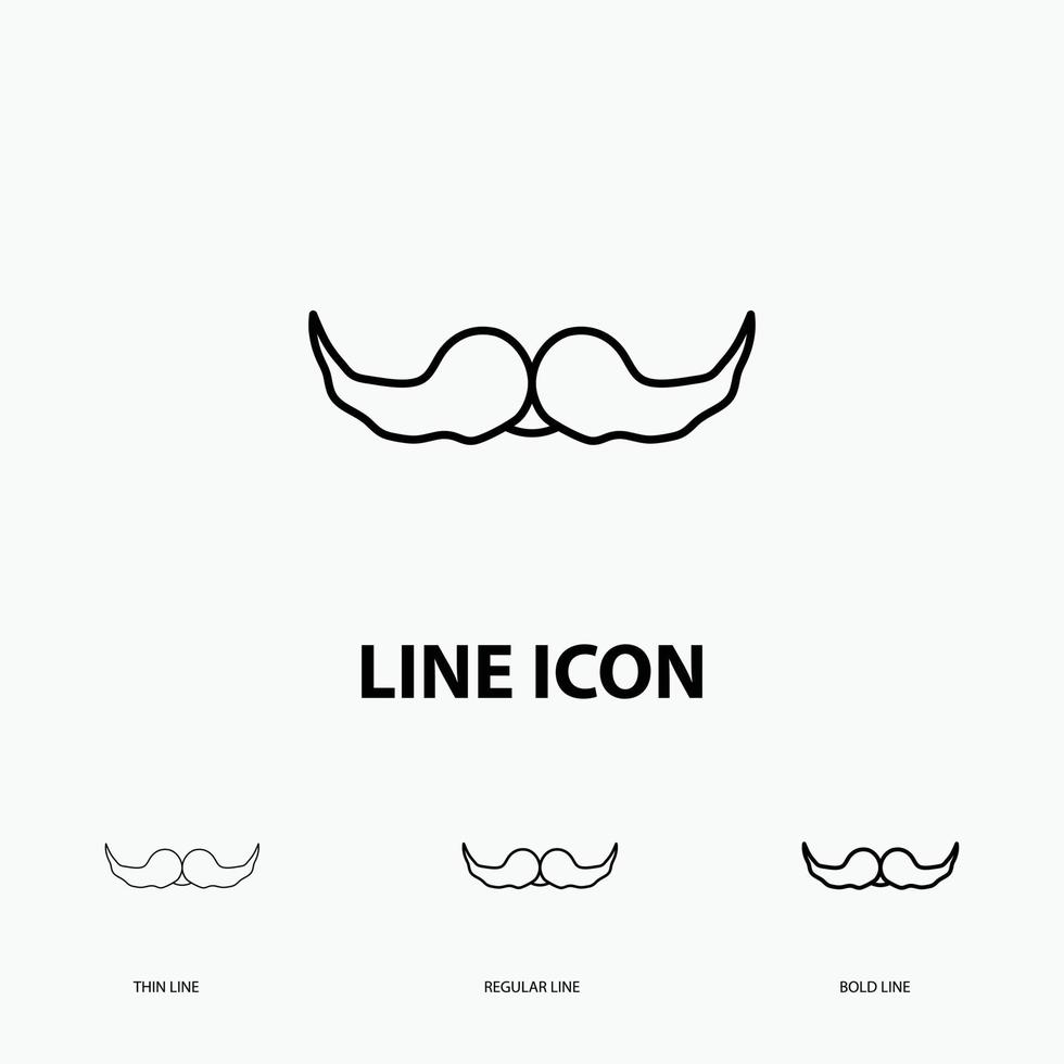 bigode. hipster. moveleiro. macho. ícone de homens finos. estilo de linha regular e ousado. ilustração vetorial vetor