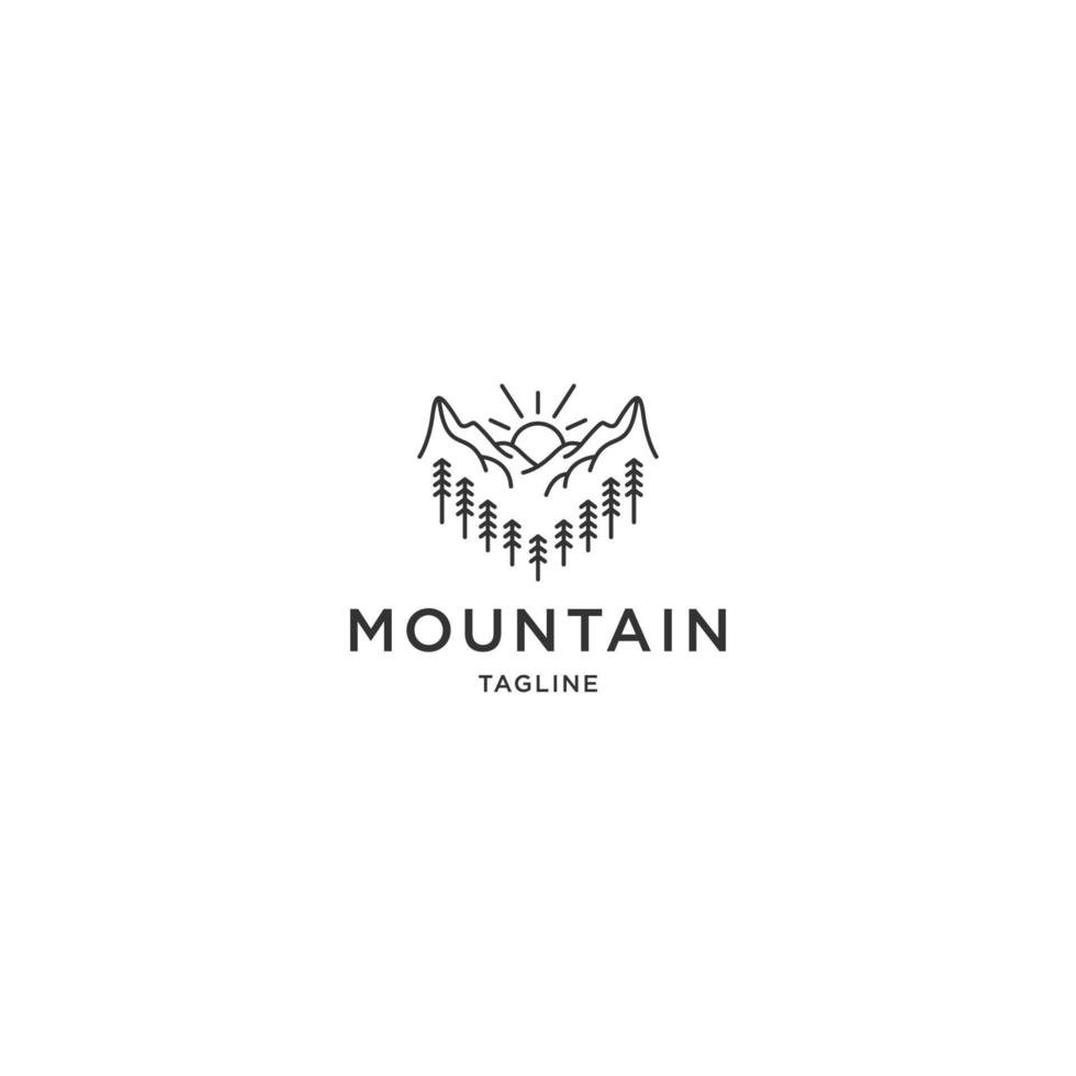 vetor plano de modelo de design de ícone de logotipo de montanha