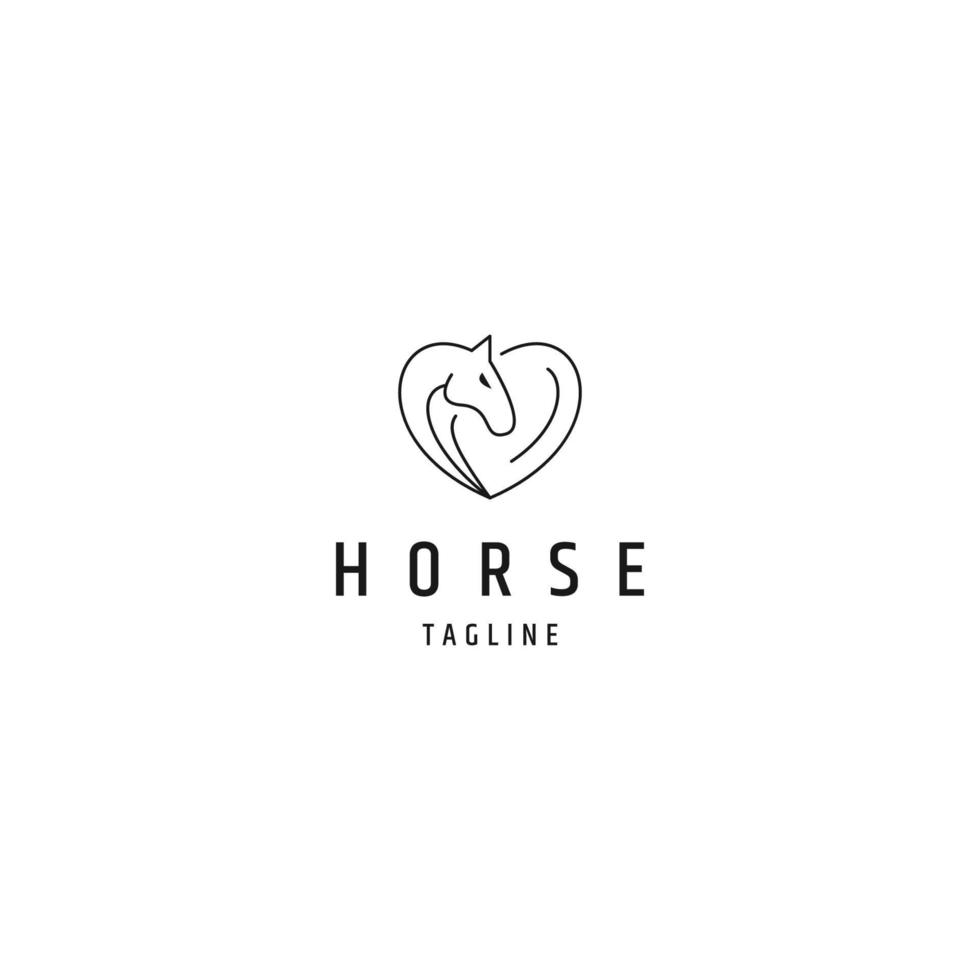 vetor plano de modelo de design de ícone de logotipo de linha de cavalo