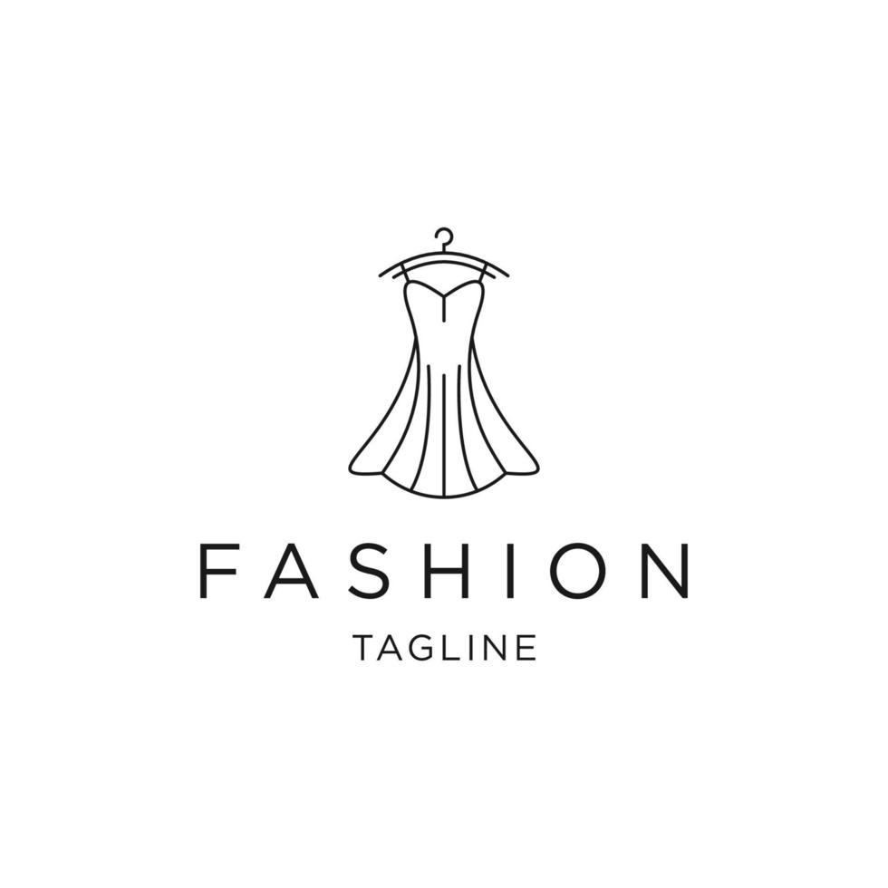 modelo de design de ícone de logotipo de linha de moda de vestido vetor