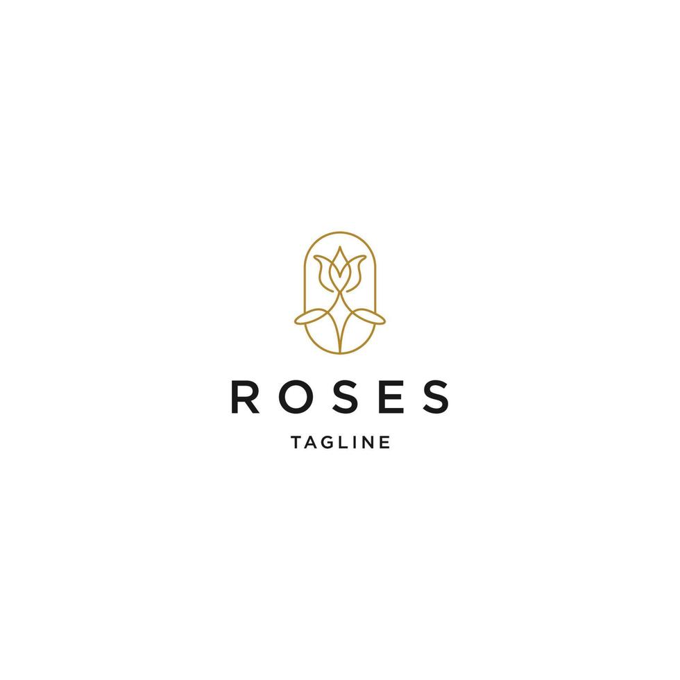 modelo de design de ícone de logotipo de linha de rosas vetor