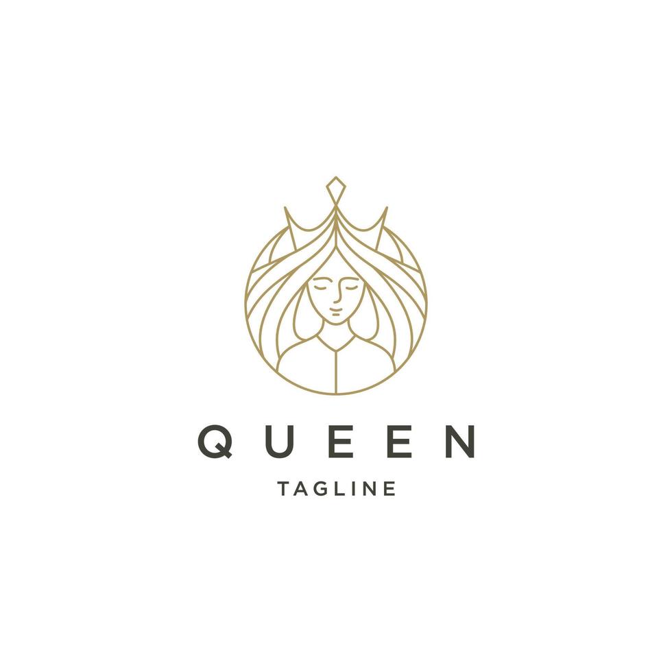 modelo de design de ícone de logotipo de linha de beleza rainha vetor