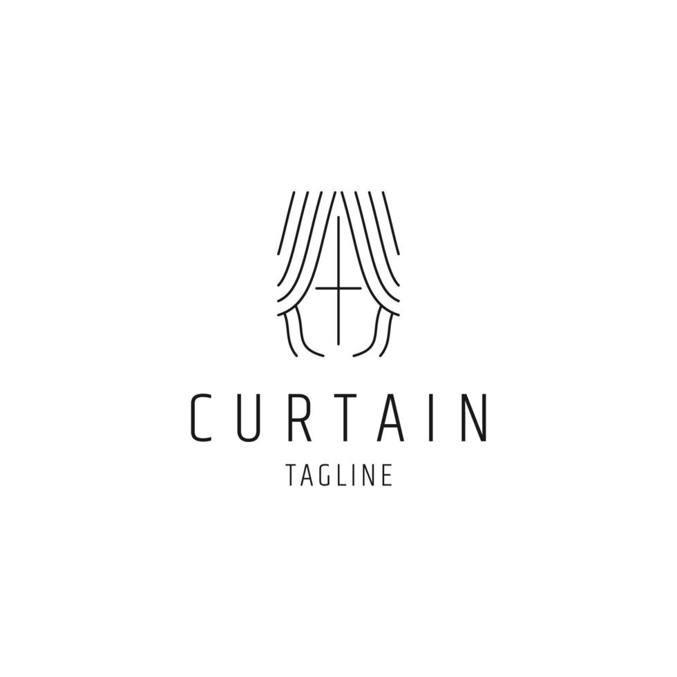 vetor plano de modelo de design de ícone de logotipo de linha de cortina