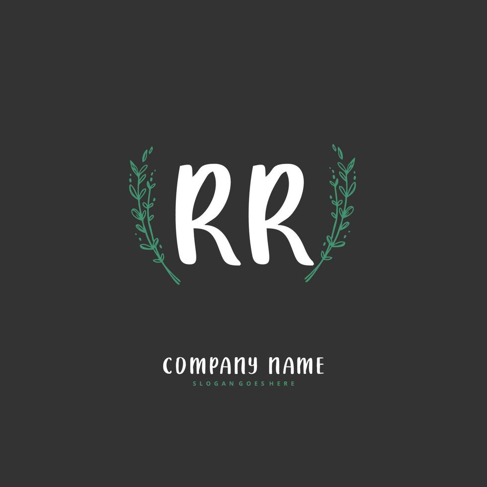 rr caligrafia inicial e design de logotipo de assinatura com círculo. logotipo manuscrito de design bonito para moda, equipe, casamento, logotipo de luxo. vetor