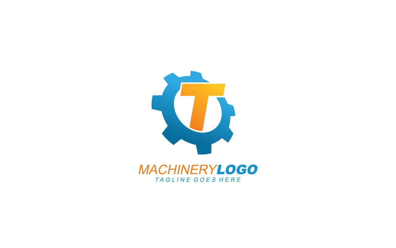 t engrenagem do logotipo para a identidade. ilustração em vetor modelo industrial para sua marca.