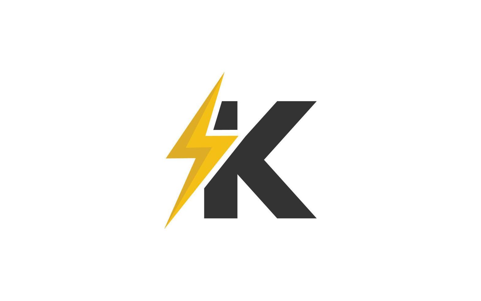 k vetor de energia do logotipo para empresa de identidade. ilustração vetorial de modelo de trovão de carta inicial para sua marca.