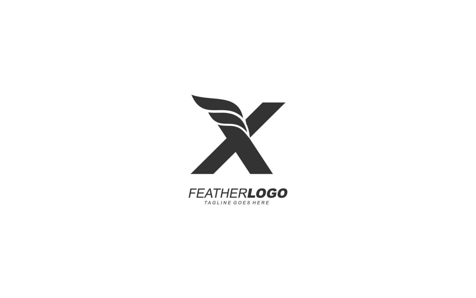 x logo asa para identidade. ilustração vetorial de modelo de penas para sua marca. vetor