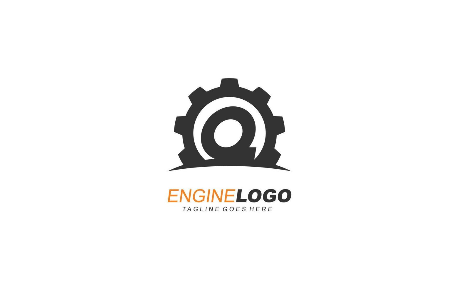 q engrenagem do logotipo para a identidade. ilustração em vetor modelo industrial para sua marca.