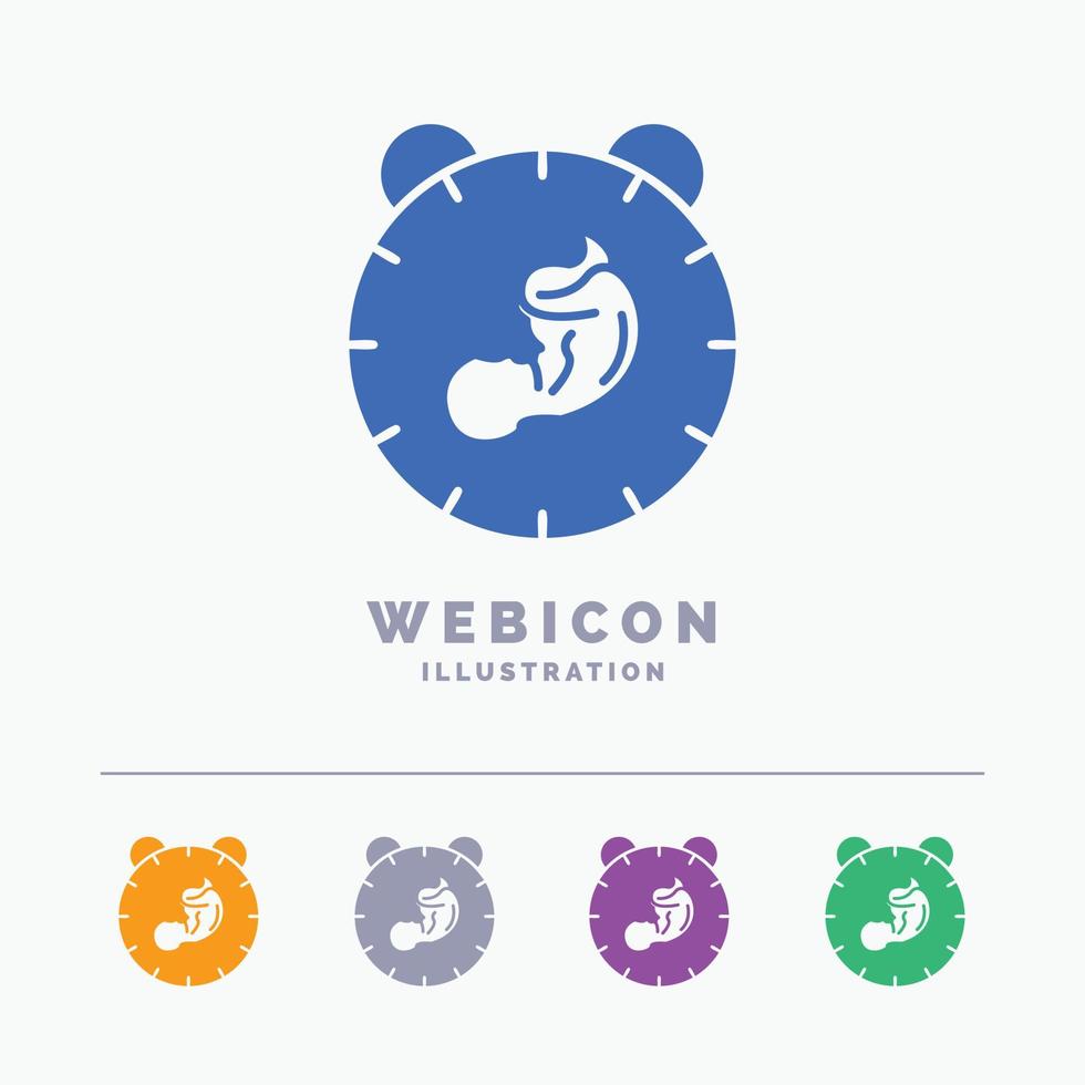 Entrega. Tempo. bebê. nascimento. modelo de ícone de web de glifo de 5 cores de criança isolado no branco. ilustração vetorial vetor