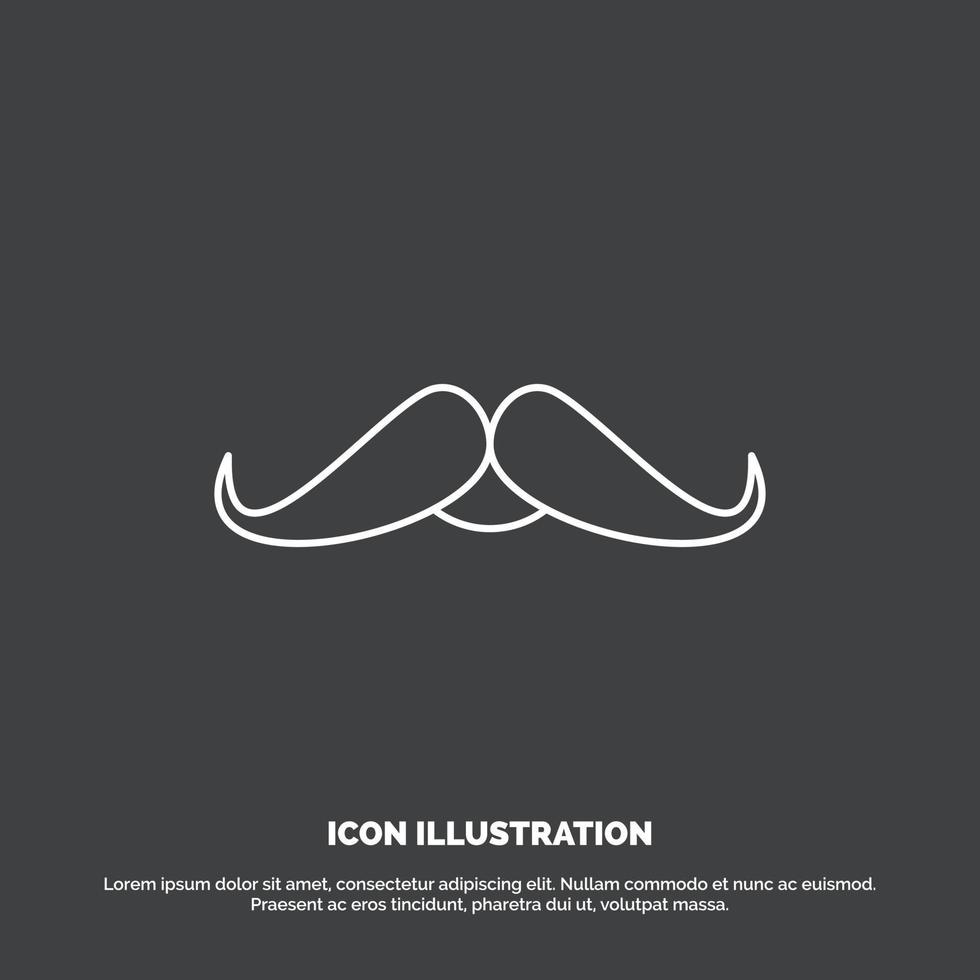 bigode. hipster. moveleiro. macho. ícone de homens. símbolo de vetor de linha para ui e ux. site ou aplicativo móvel