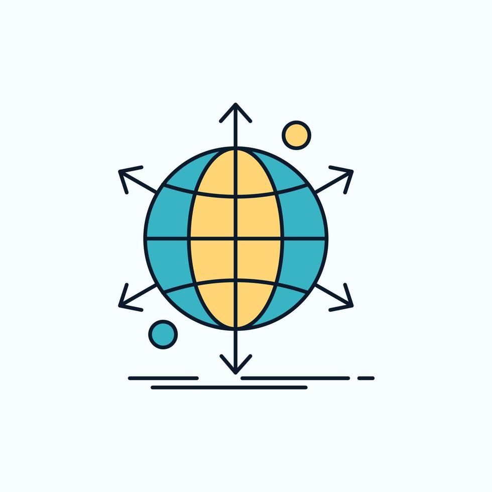 o negócio. internacional. líquido. rede. ícone plano da web. sinal verde e amarelo e símbolos para site e aplicativo móvel. ilustração vetorial vetor