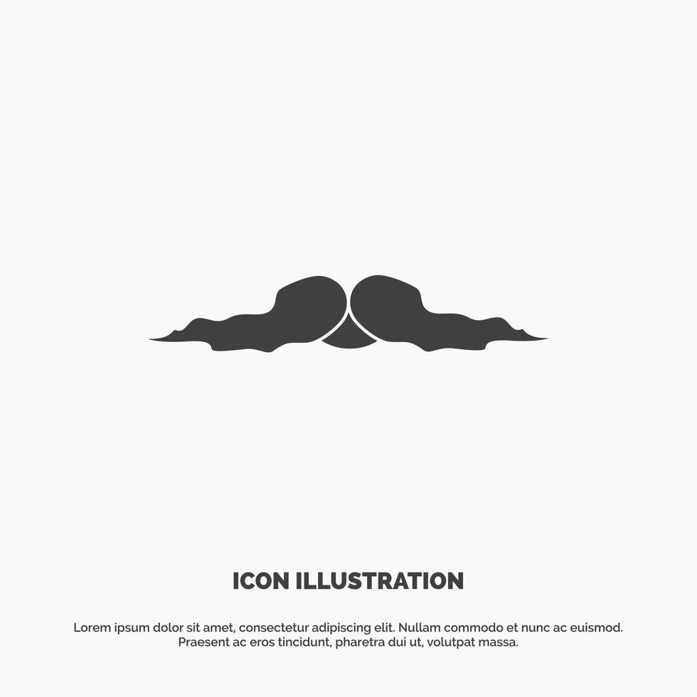 bigode. hipster. moveleiro. macho. ícone de homens. símbolo cinza de vetor de glifo para ui e ux. site ou aplicativo móvel