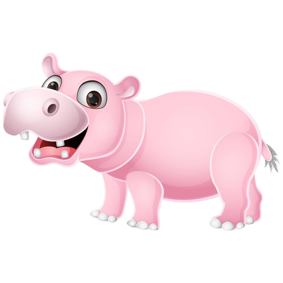 hipopótamo engraçado dos desenhos animados no fundo branco vetor