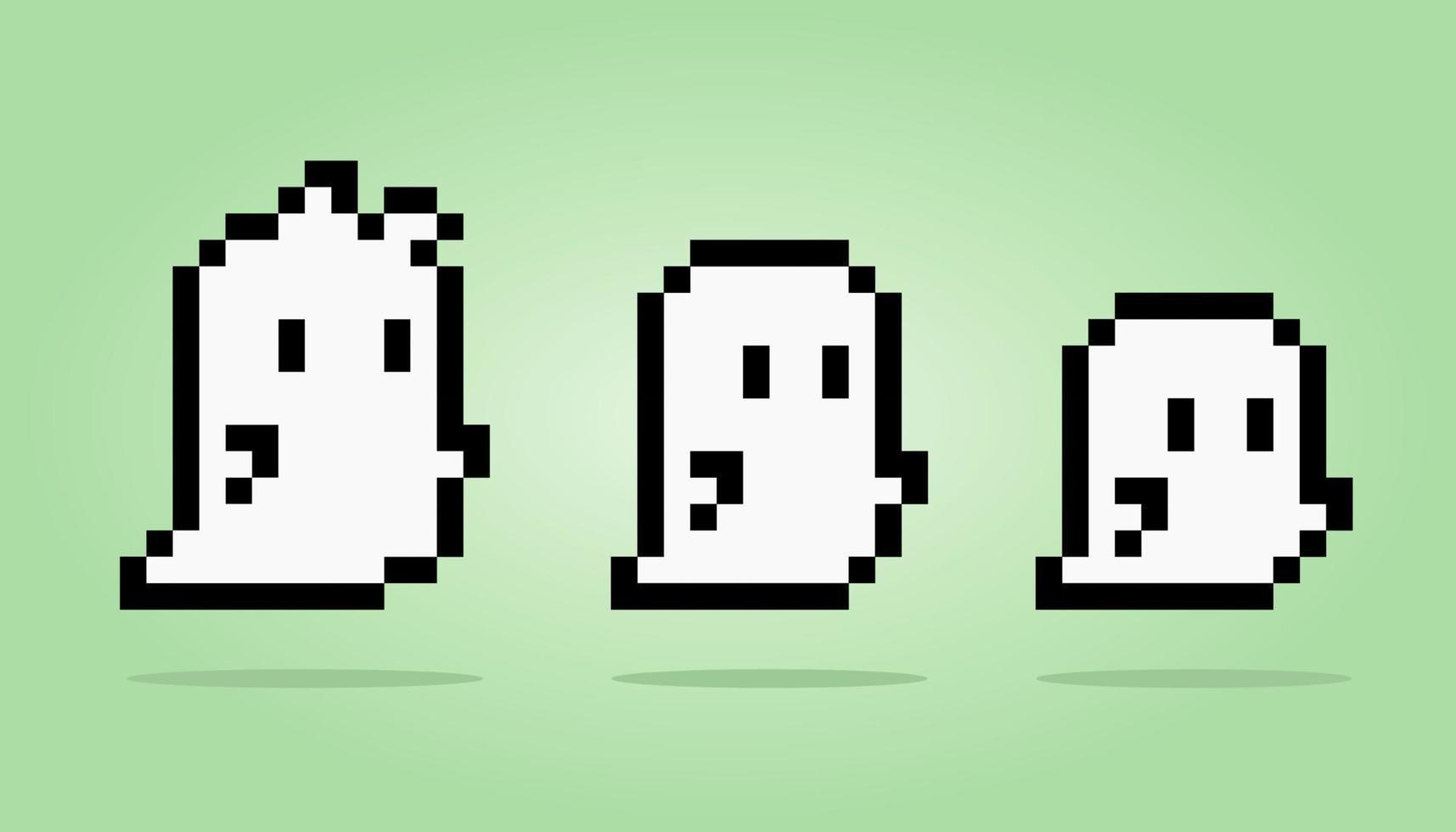 Fantasma de pixel de 8 bits. fantasma voador fofo em ilustração vetorial vetor