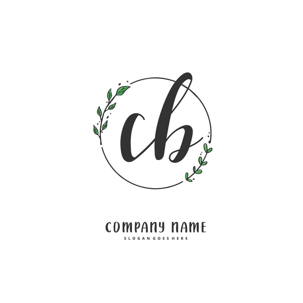 caligrafia inicial cb e design de logotipo de assinatura com círculo. logotipo manuscrito de design bonito para moda, equipe, casamento, logotipo de luxo. vetor