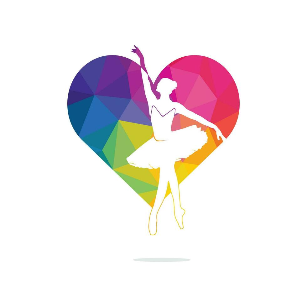 amo o design de logotipo de vetor de balé. design de logotipo para escola de balé e estúdio de dança.