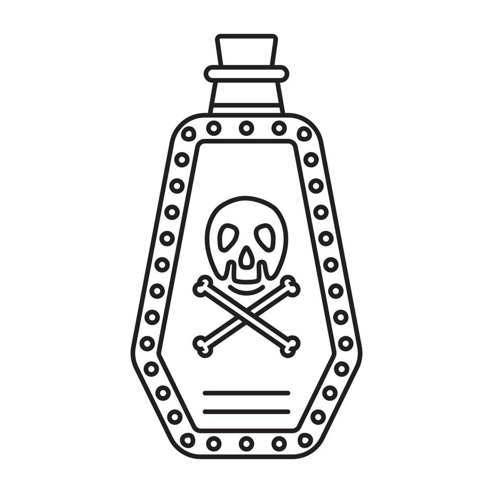 garrafa de veneno ou produtos químicos venenosos com ícone de arte de linha de ossos cruzados para aplicativos ou sites vetor