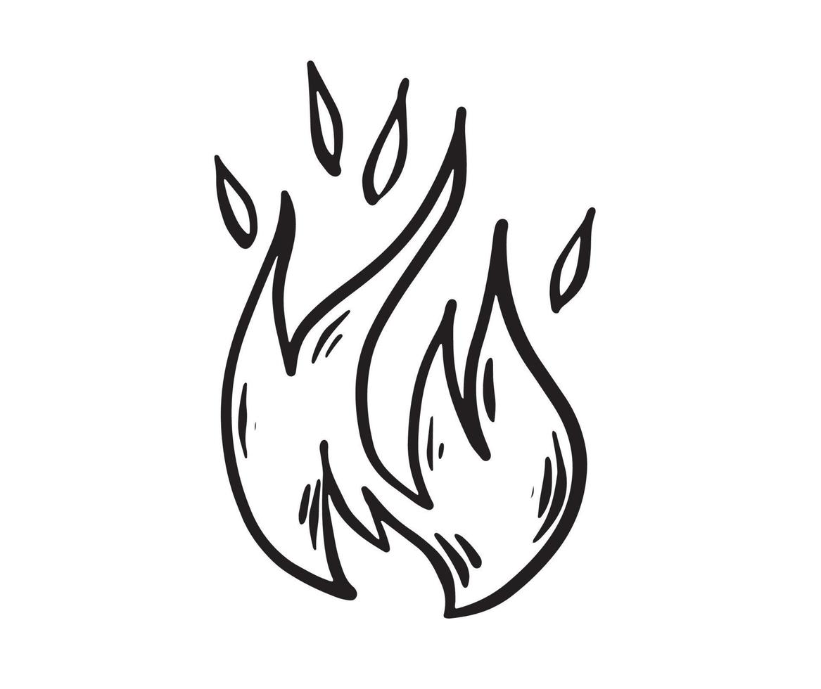conjunto de fogueira, ilustração desenhada à mão, chama, queima. vetor