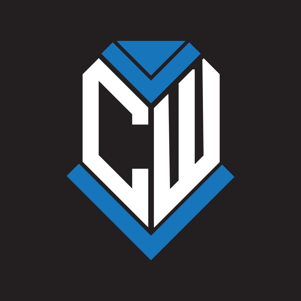 design de logotipo de carta cw em fundo preto. conceito de logotipo de letra de iniciais criativas cw. design de letra cw. vetor