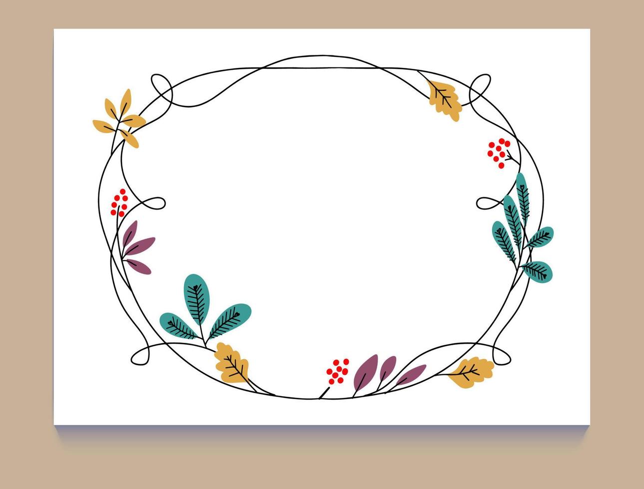 conjunto de moldura de folha de outono pintada à mão, folhas de clipart. mão desenhada isolado no fundo branco vetor