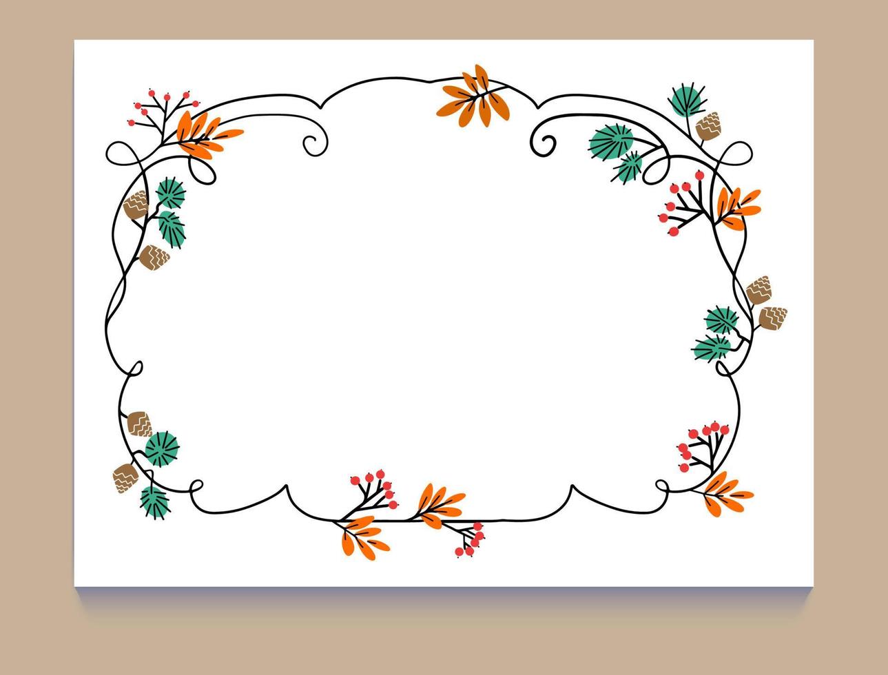 conjunto de moldura de folha de outono pintada à mão, folhas de clipart. mão desenhada isolado no fundo branco vetor