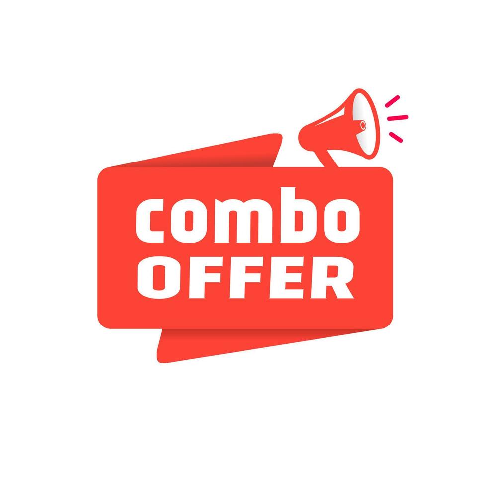 banner de oferta de combinação - ícone de megafone. design de ilustração vetorial estilo plano sobre fundo branco. vetor