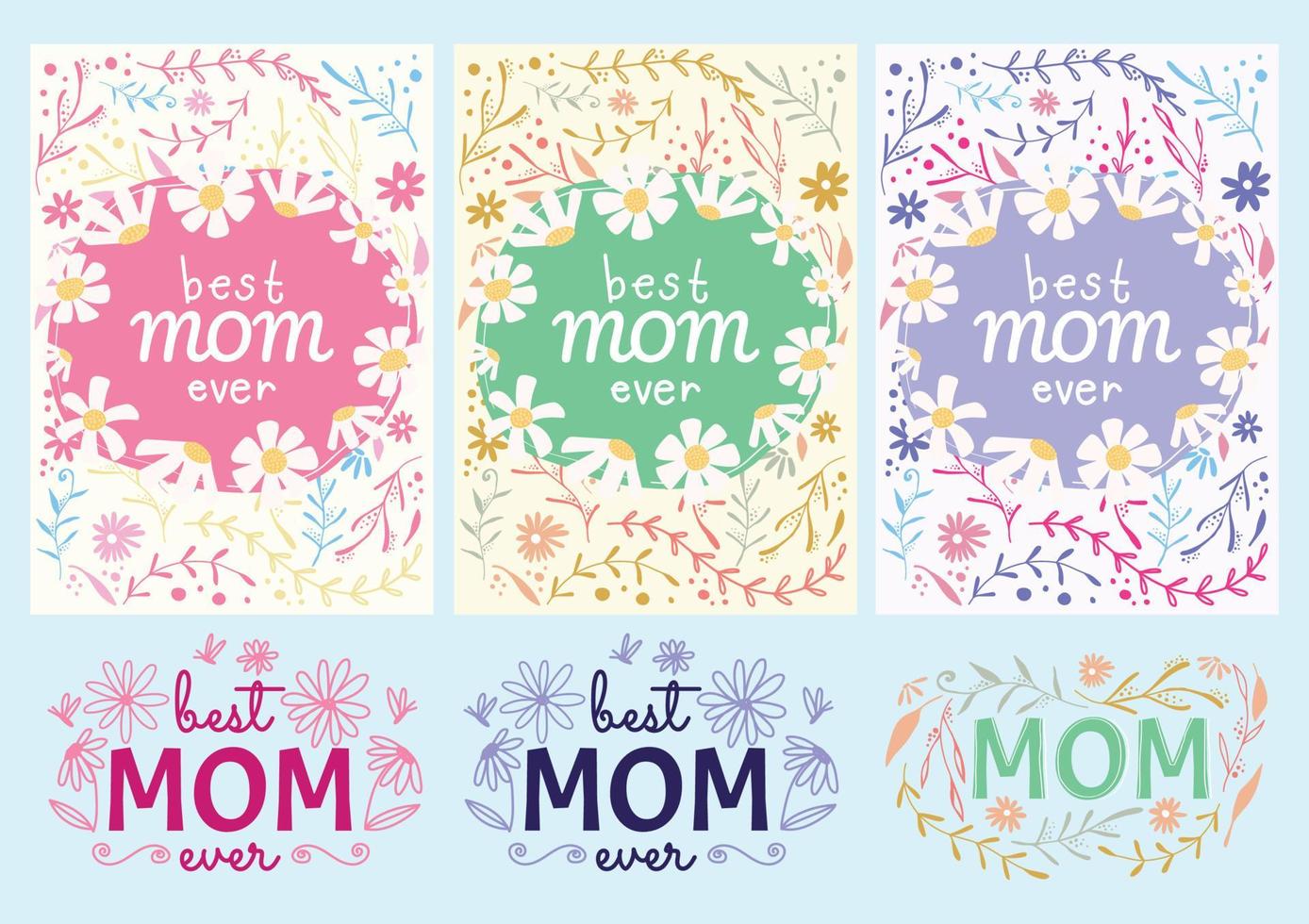 vetor de design de cartão de dia das mães colorido bonito
