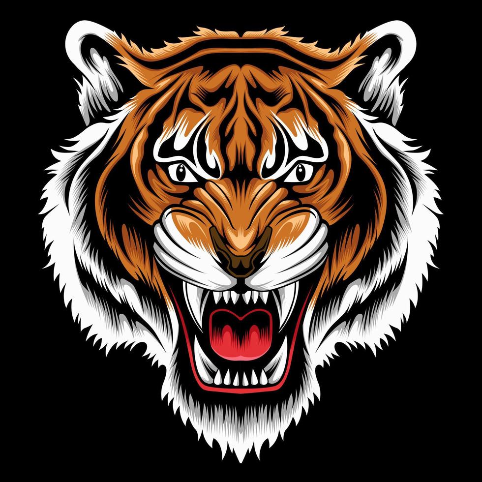 ilustração vetorial cabeça de tigre zangado vetor