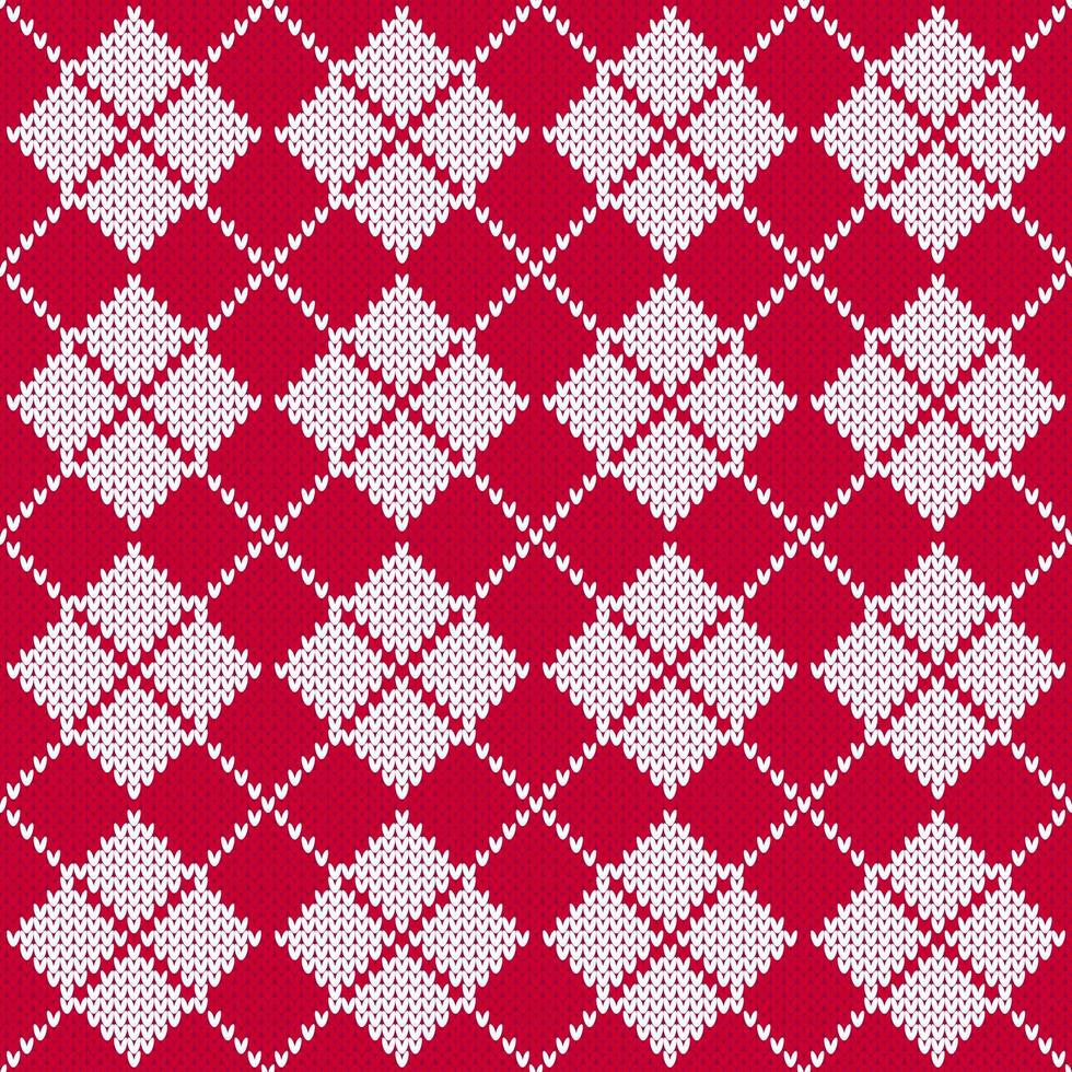 padrão clássico de camisola argyle de natal vermelho e branco. vetor