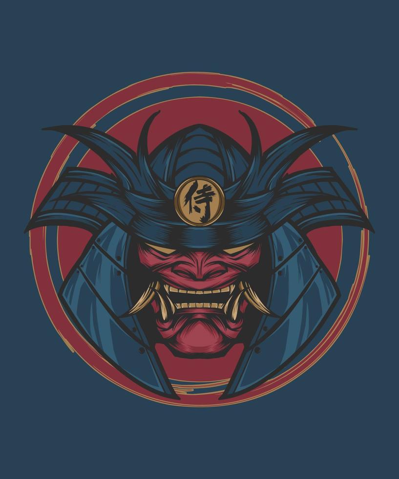 ilustração vetorial de mascote de cabeça de samurai vetor